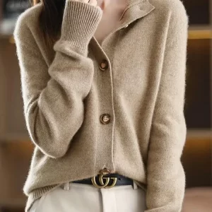 Women Vintage Harajuku Button Sweater Elegant Luxury Knitting Cardigan Autumn Winter Loose Pullover Y2K Streetwear Knit Tops